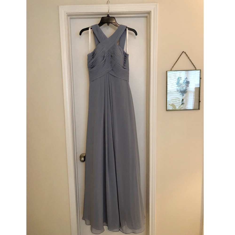 Azazie Kaleigh Long Dusty Blue Bridesmaid Dress